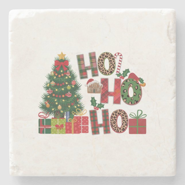 Xmas Geschenk Ho Ho Ho Steinuntersetzer (Vorderseite)