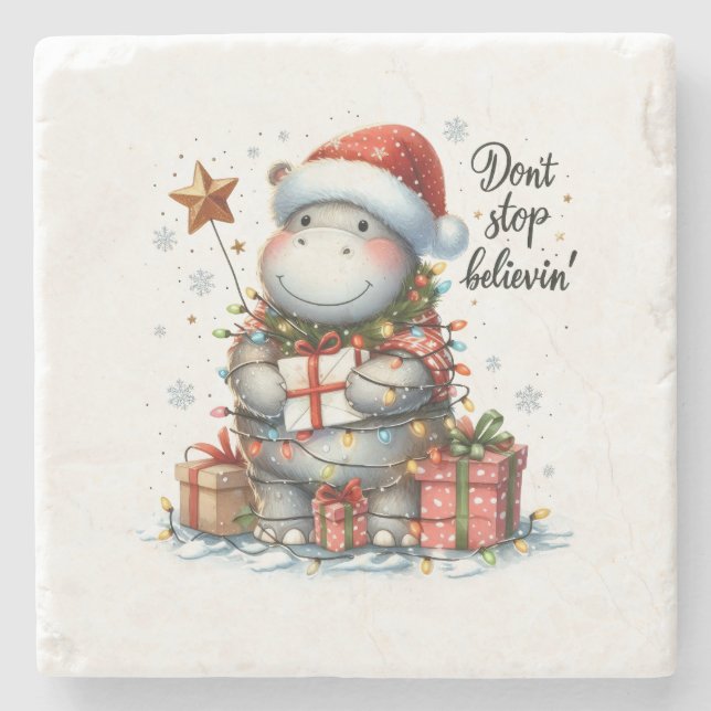 Xmas Geschenk Hör nicht auf zu glauben' Steinuntersetzer (Vorderseite)