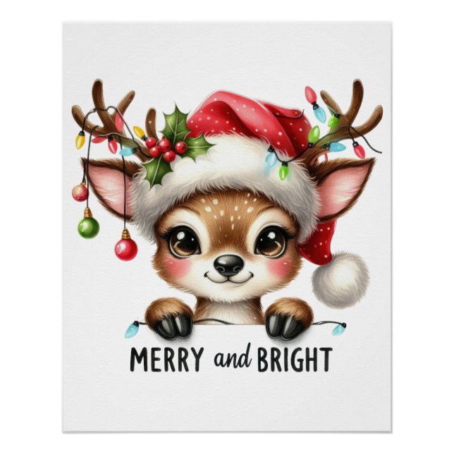 Xmas Geschenk Merry & Bright Poster (Vorderseite)