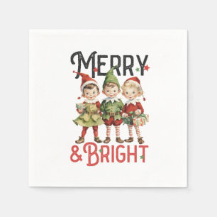Xmas Geschenk Merry und Bright Serviette