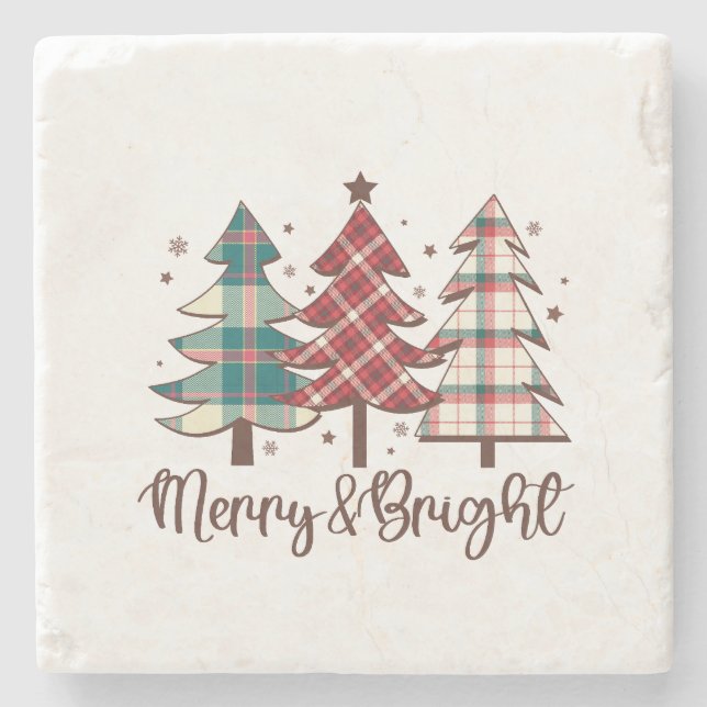 Xmas Geschenk Merry und Bright Steinuntersetzer (Vorderseite)