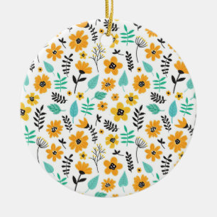 Xmas Geschenk Niedliche Hand gezeichnet Blumenfarb Keramik Ornament