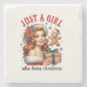 Xmas Geschenk nur ein Mädchen, das Weihnachten Lie Steinuntersetzer