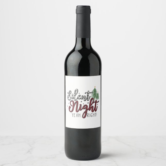 Xmas Geschenk Stille Nacht Ja Weinetikett (Vorderseite)