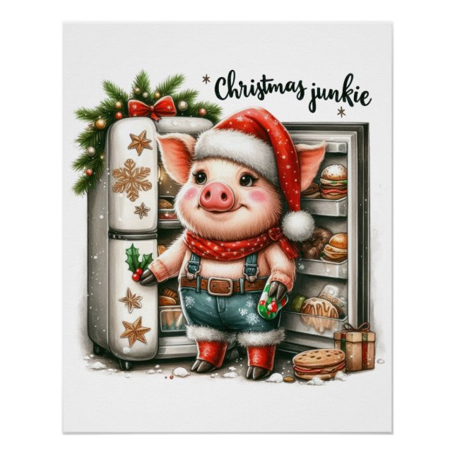Xmas Geschenk Weihnachts Junkie Poster (Vorderseite)