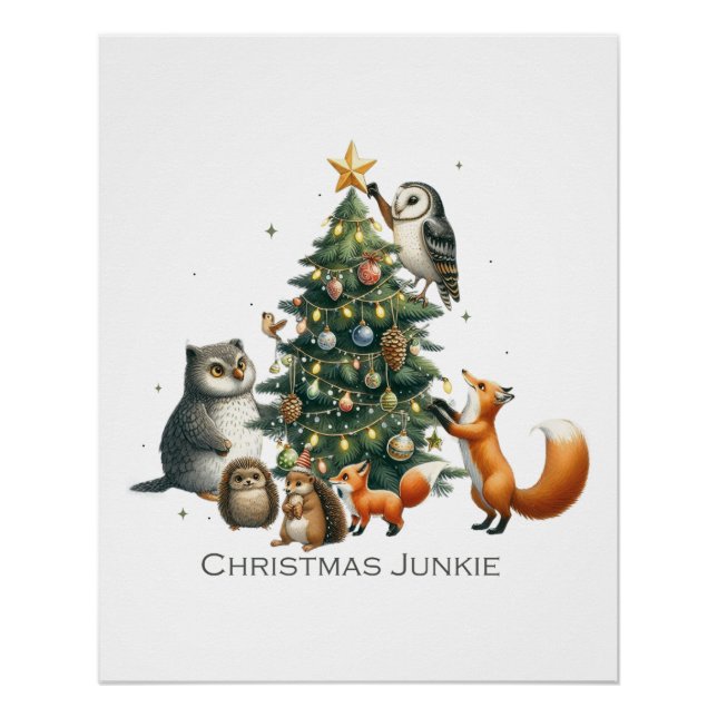 Xmas Geschenk Weihnachts Junkie Poster (Vorderseite)