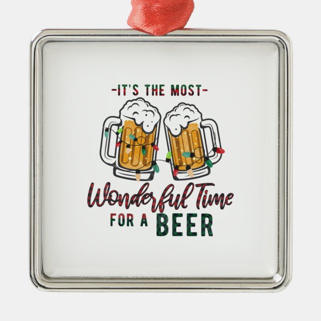 Xmas Geschenk wunderbare Zeit für ein Bier Ornament Aus Metall (Vorne)