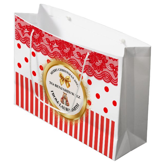 XMAS GIFT BAG GROßE GESCHENKTÜTE (Vorderseite Schrägansicht)