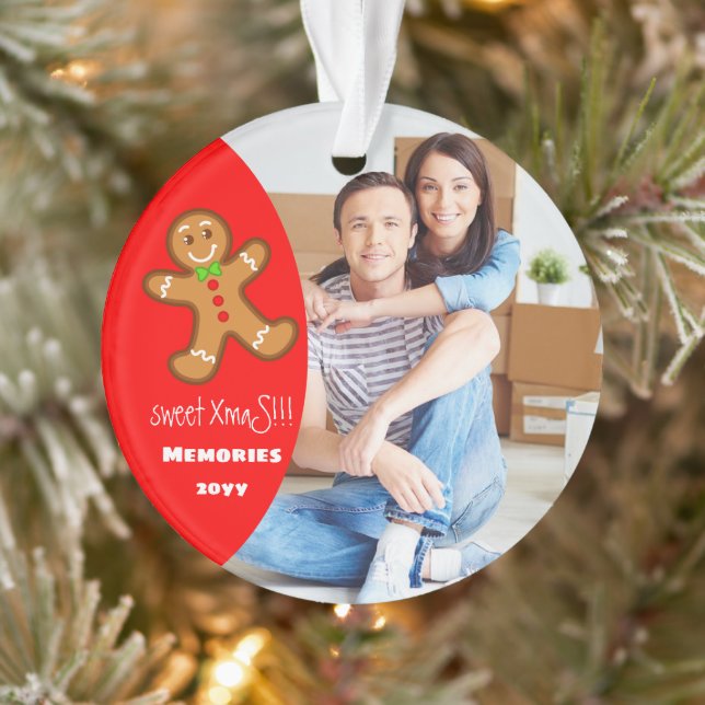 XmaS gingerbread man Editable text Red Ornament (Baum)