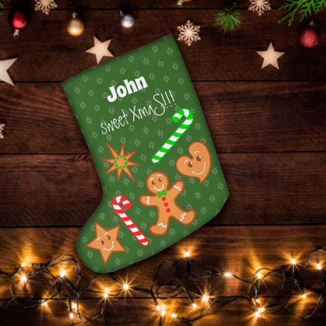 XmaS Gingerbread Pals-Candy Cane 2 Seiten Großer Weihnachtsstrumpf (Von Creator hochgeladen)