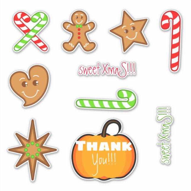 XmaS gingerbread pals-Candy Cane Custom Text Aufkleber (Vorderseite)