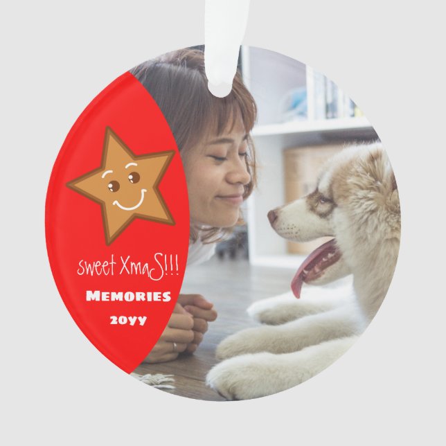 XmaS gingerbread Star Editable Text Red Ornament (Vorderseite)