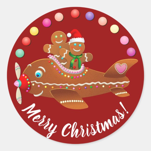 Xmas Gingerbrei Cartoon Runder Aufkleber (Vorderseite)