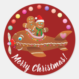 Xmas Gingerbrei Cartoon Runder Aufkleber