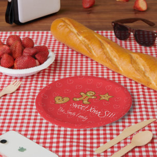 XmaS gingerbrei pals Custom Text on Red Pappteller