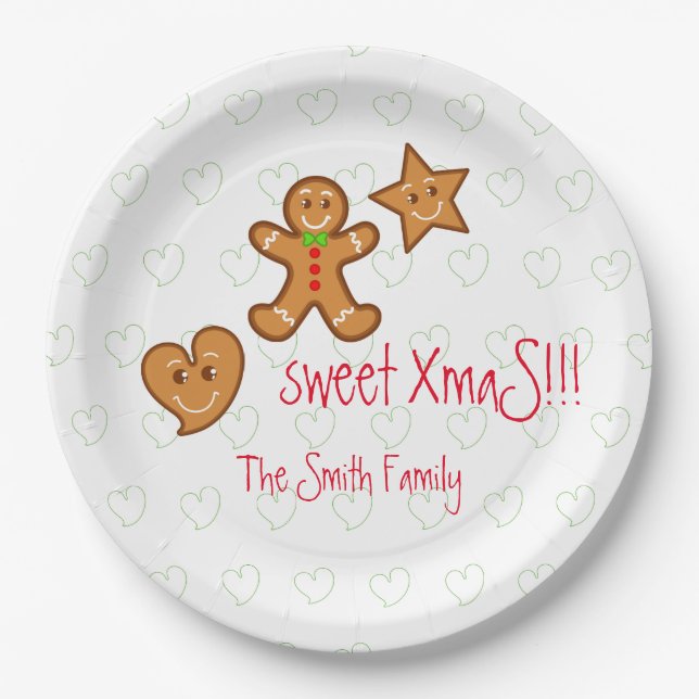 XmaS gingerbrei pals Custom Text on White Pappteller (Vorderseite)