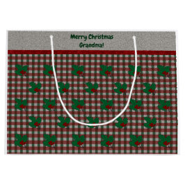 Xmas Gingham 1940 - Personalisiert Große Geschenktüte