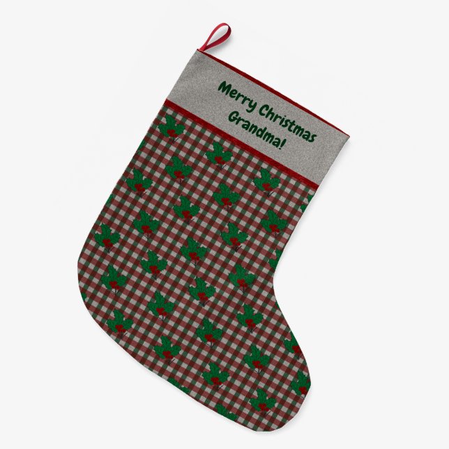 Xmas Gingham 1940 - Personalisiert Großer Weihnachtsstrumpf (Vorderansicht (hängend))