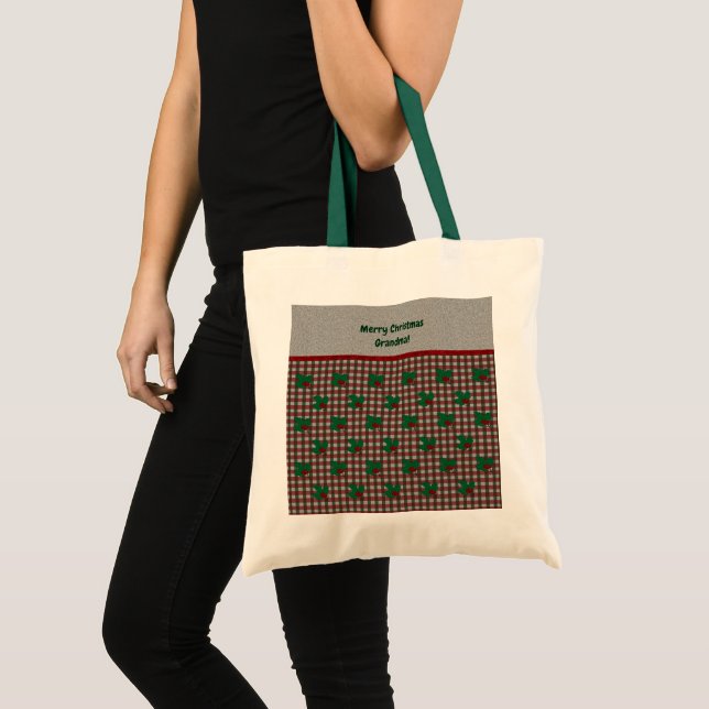 Xmas Gingham 1940 - Personalisierter Haushalt Tragetasche (Vorderseite (Produkt))