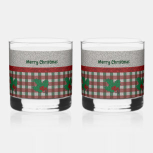 Xmas Gingham 1940 - Personalisiertes Set von 2 Jah Whiskyglas