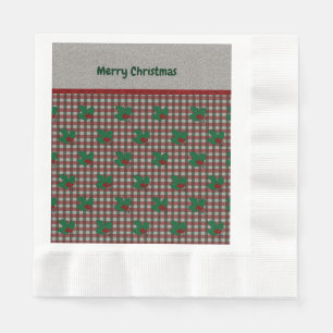 Xmas Gingham Paper Napkins Serviette