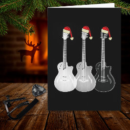 Xmas Gitarre Santa Black und White Karte