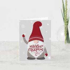 Xmas Gnome Beard Frohe Weihnachten Grau Red Karte