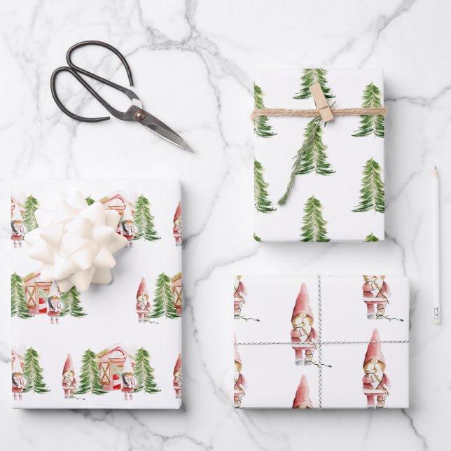XMAS-Gnome-Design 1 Geschenkpapier Set (Vorderseite)