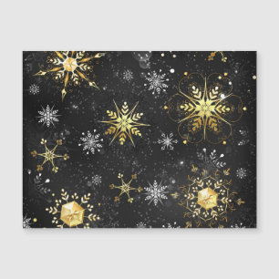 Xmas Golden Snowflakes on Black Background Magneteinladung