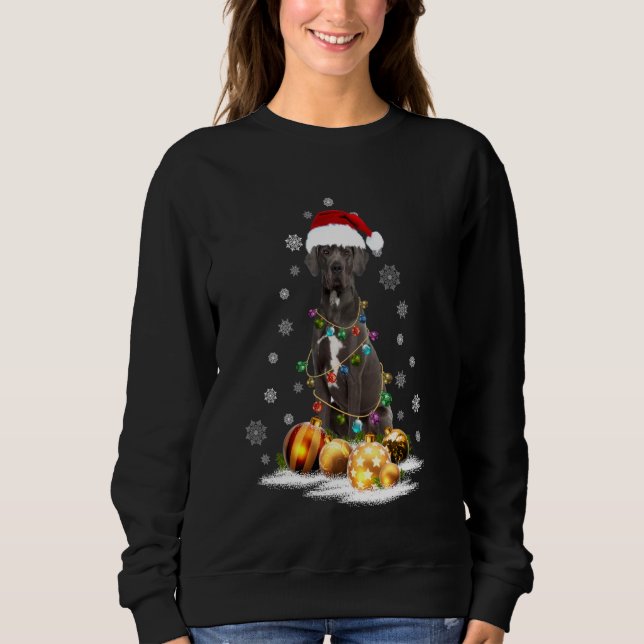 Xmas Great Dane Dog Weihnachtslicht Weihnachtsweih Sweatshirt (Vorderseite)