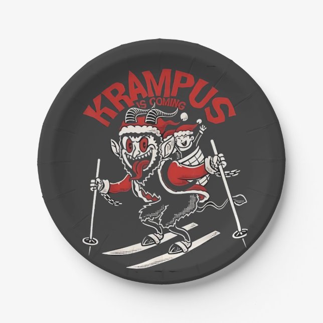 Xmas Gruss Vom Krampus Christmas Devil Pappteller (Vorderseite)