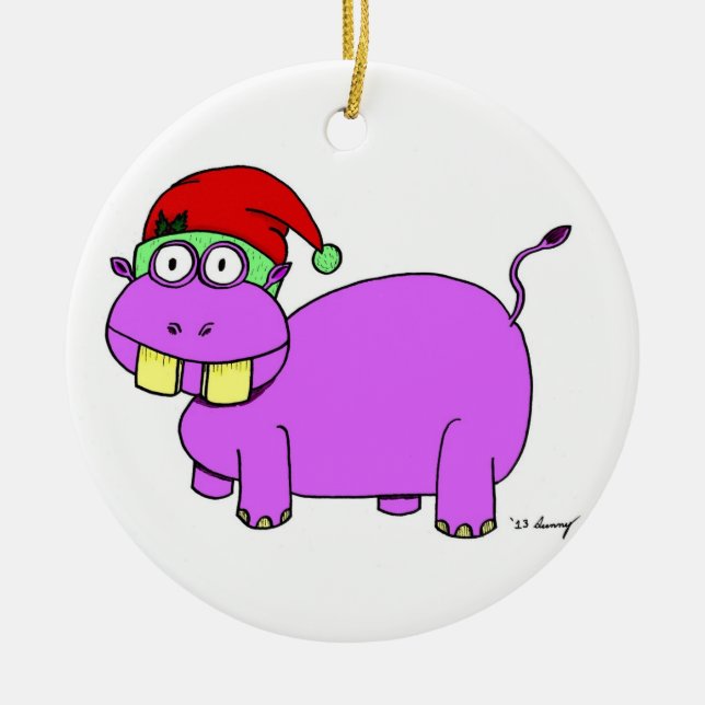 Xmas Hippo Circle Ornament - Rot (Vorne)