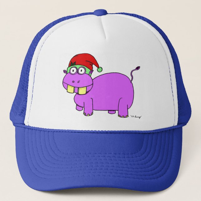 Xmas Hippo Hat Truckerkappe (Vorderseite)