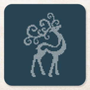 Xmas Hirschantler Nordic Strickdesign Rechteckiger Pappuntersetzer