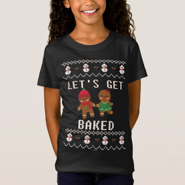 Xmas Holiday Gingerbread Mann Frau wird gebacken T-Shirt (Vorderseite)