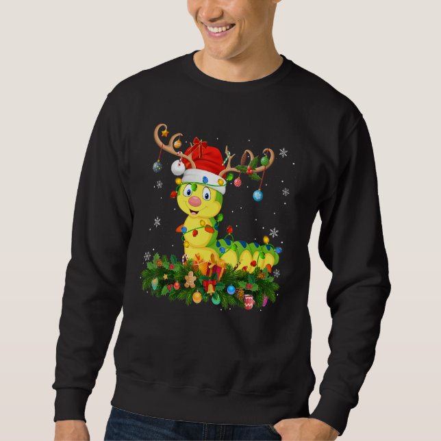 Xmas Holiday Reindeer Hat Santa Caterpillar Christ Sweatshirt (Vorderseite)