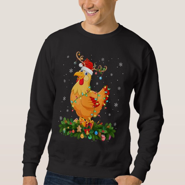 Xmas Holiday Reindeer Hat Santa Chicken Bird Chris Sweatshirt (Vorderseite)