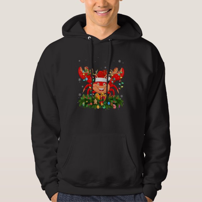 Xmas Holiday Reindeer Hat Santa Crab Christmas Hoodie (Vorderseite)