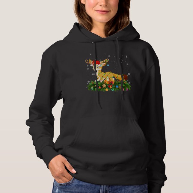 Xmas Holiday Reindeer Hat Santa Fennec Fox Christm Hoodie (Vorderseite)