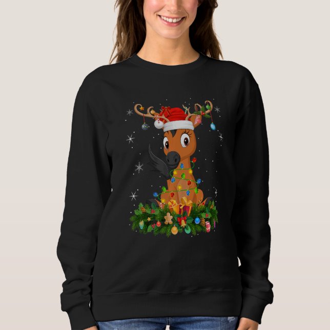 Xmas Holiday Reindeer Hat Santa Horse Christmas   Sweatshirt (Vorderseite)