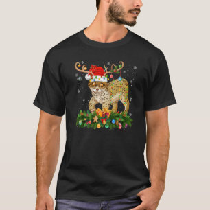 Xmas Holiday Reindeer Hat Santa Lynx Weihnachten T-Shirt