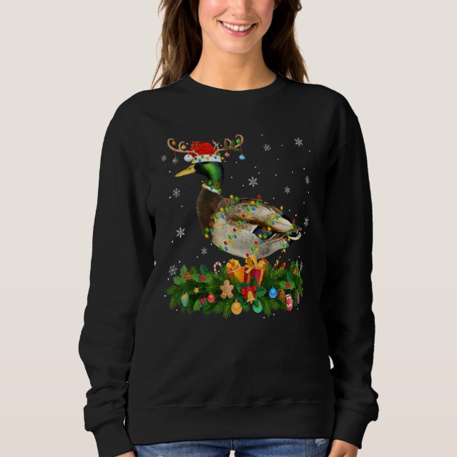 Xmas Holiday Reindeer Hat Santa Mallard Bird Chris Sweatshirt (Vorderseite)
