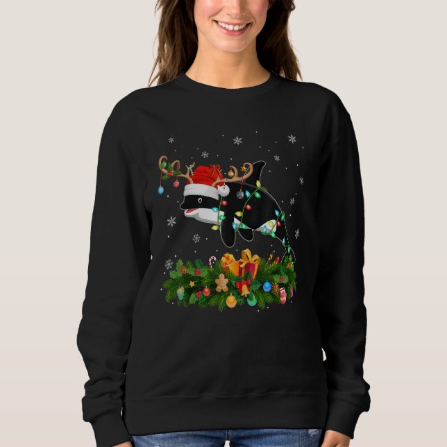 Xmas Holiday Reindeer Hat Santa Orca Fish Christma Sweatshirt (Vorderseite)