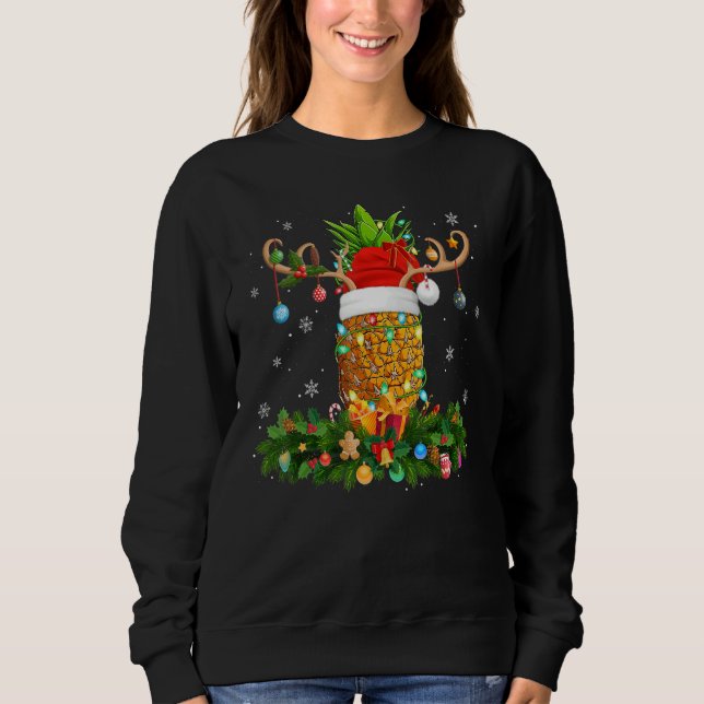 Xmas Holiday Reindeer Hat Santa Pineapple Fruit Ch Sweatshirt (Vorderseite)