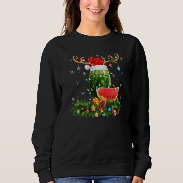 Xmas Holiday Reindeer Hat Santa Watermelon Fruit C Sweatshirt (Vorderseite)