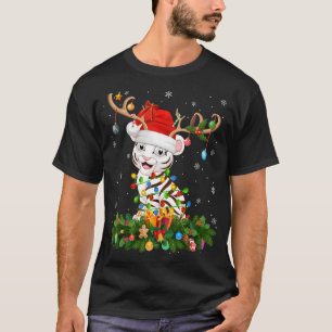 Xmas Holiday Reindeer Hat Santa White Tiger Christ T-Shirt