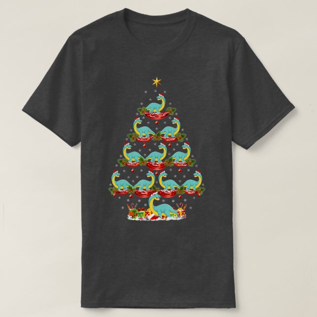 Xmas Holiday Santa Brontosaurus Dinosaur Christmas T-Shirt (Design vorne)