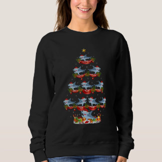 Xmas Holiday Santa Hammerhead Shark Christmas Tree Sweatshirt