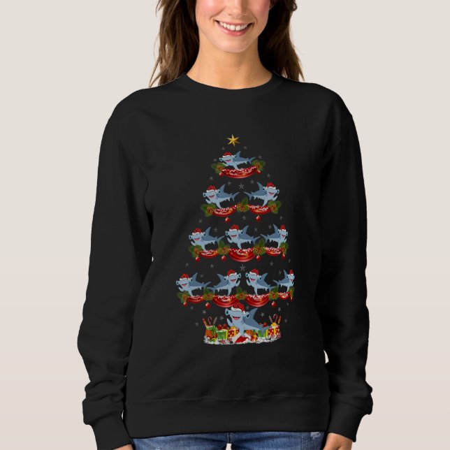 Xmas Holiday Santa Hammerhead Shark Christmas Tree Sweatshirt (Vorderseite)