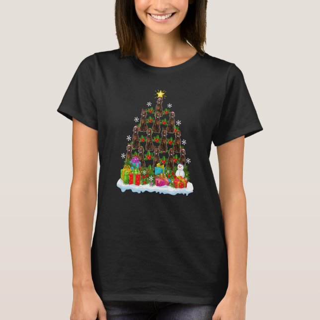 Xmas Holiday  Santa Irish Setter Dog Christmas Tre T-Shirt (Vorderseite)